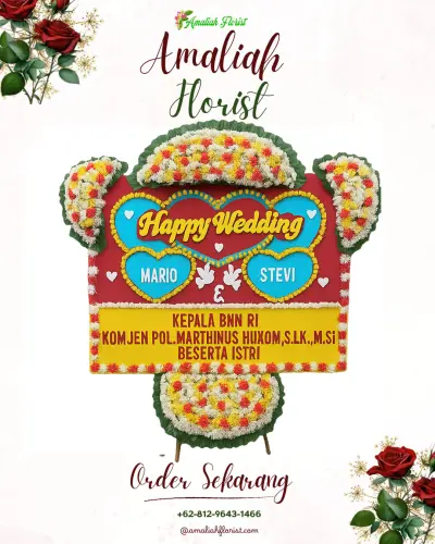 Karangan Papan Bunga Pernikahan di Manado Tua Dua